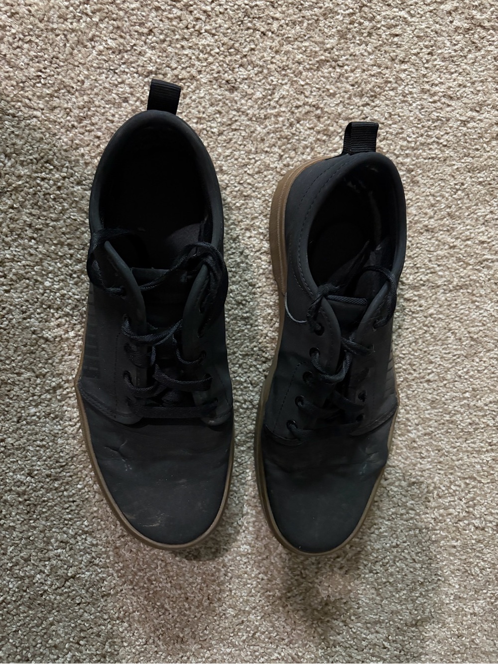 Men's El Rey Puma Black Casual Lace-Up Shoes with Brown Sole